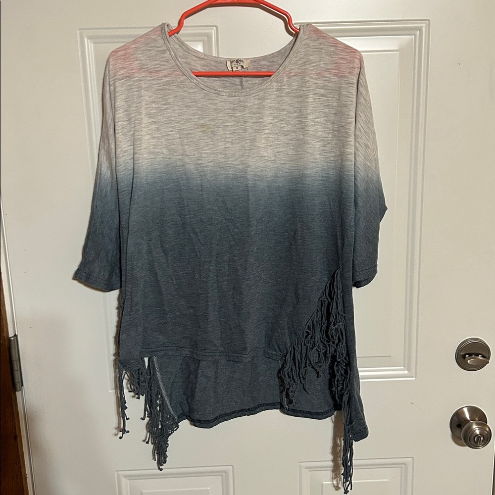 Umgee Light Gray and blue ombre Top